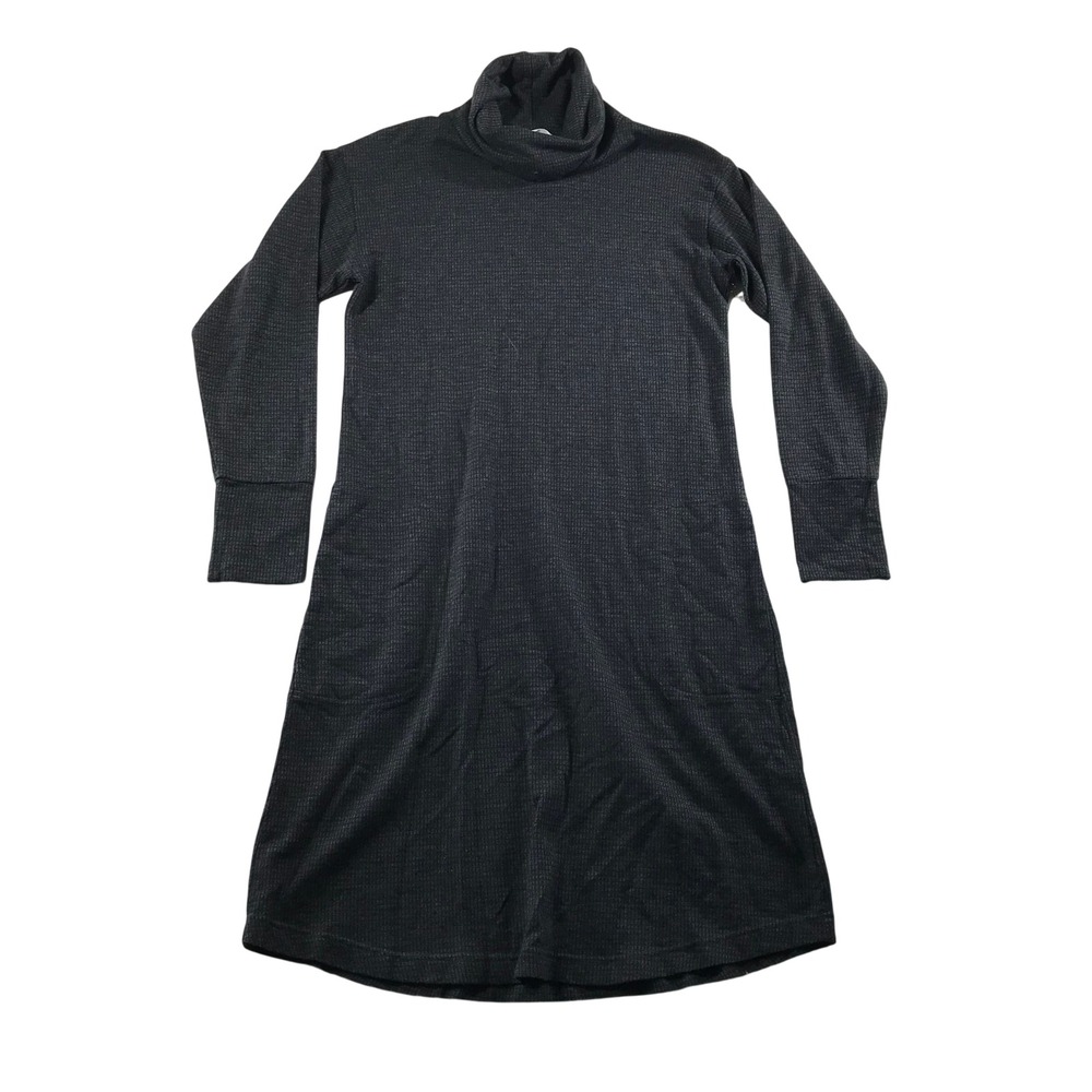 Mountain Khakis Sagebrush Dress Black Waffle Knit Cowl Neck Organic Cotton Med